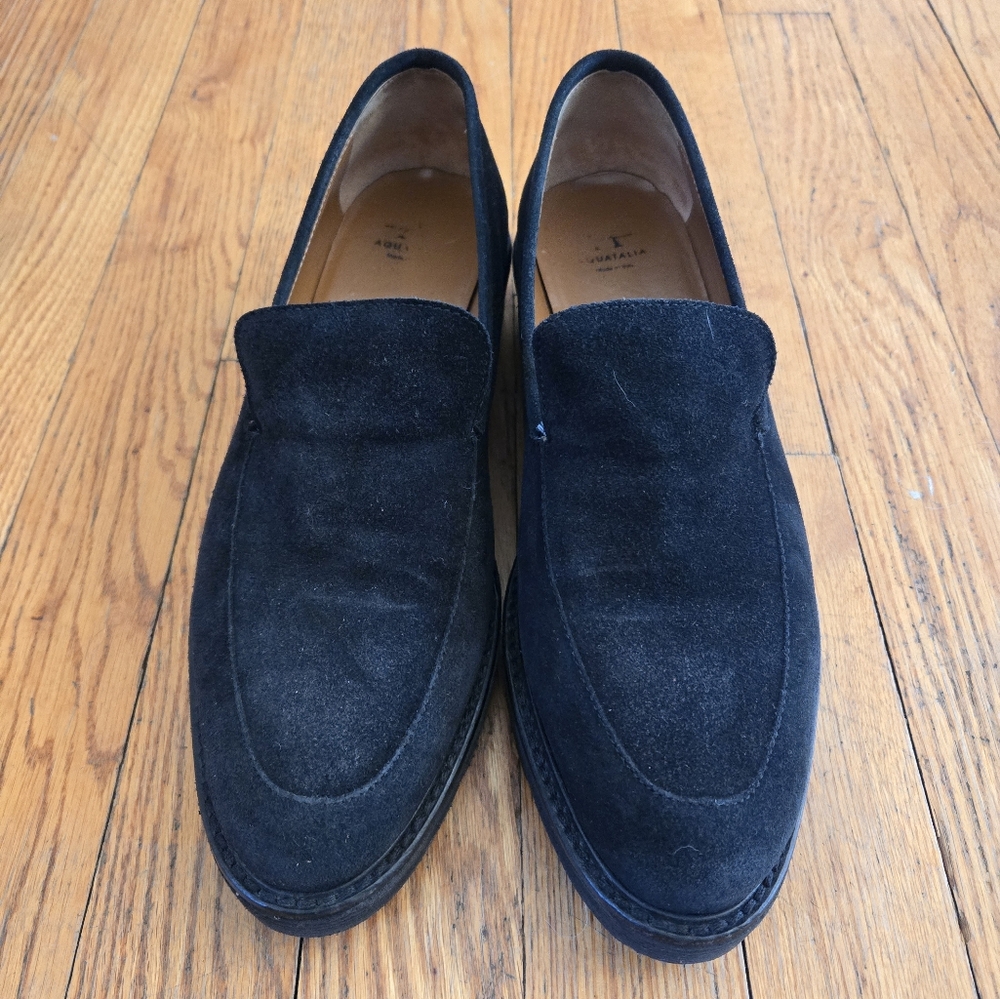 Aquatalia Loafers Black Suede Size 9 GUC